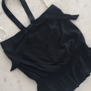 Nanette Lepore black silk halter peplum top blouse